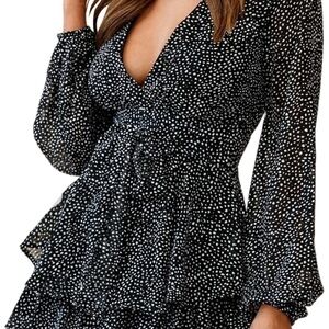 Elegant Black and White Polka Dot Dress